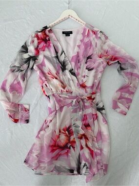 Marciano Pink Floral Sheer Wrap Dress